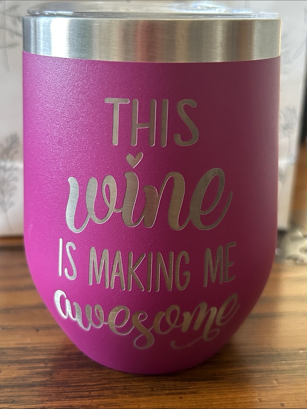 Pink Insulated 12 oz. Wine Tumbler - This Wine Is Making Me Awesome